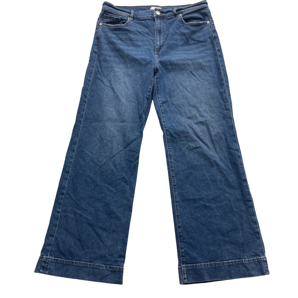 Loft Outlet Jeans Womens 12 Blue High Rise Wide Leg Denim Casual Modern